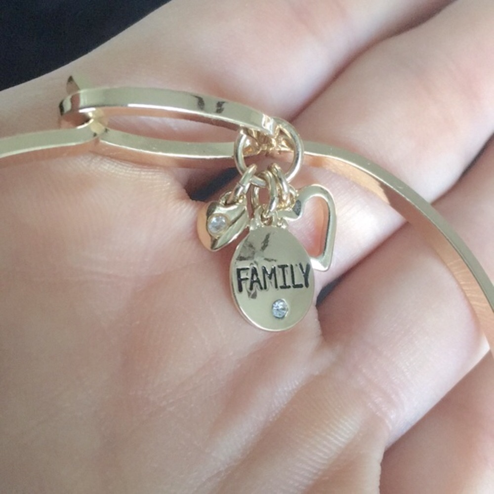 Family Charm Gold Tone Bangle Bracelet - Picture 2 of 6